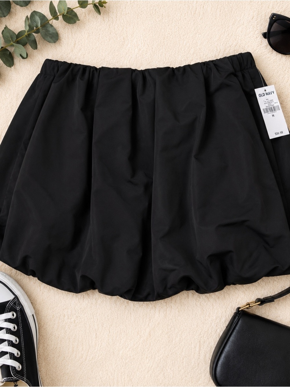 NWT Old Navy Black Bubble Mini Skirt Medium Puff Hem Balloon Skirt